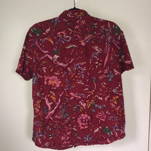 Red Floral Button-Up - Picture 2 of 4